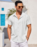 Marco Men's Cuban Guayabera Shirt – Embroidered Button Down Resort Shirt