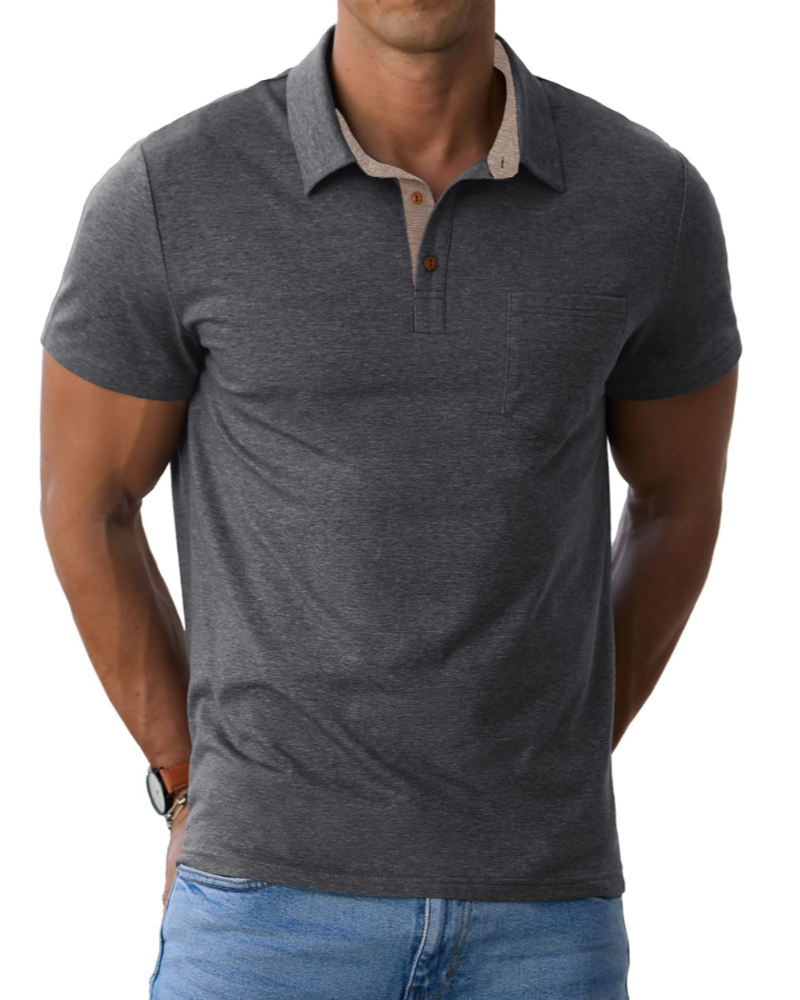 James Men's Cotton Polo Shirt – Short Sleeve Polo with Chest Pocket for Smart Casual Wear
