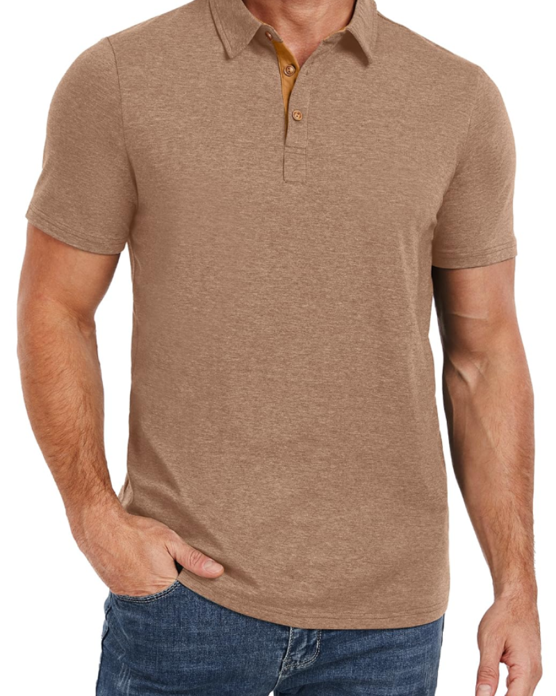 Ethan Men's Cotton Polo Shirt – Stretch Short Sleeve Polo for Work and Golf