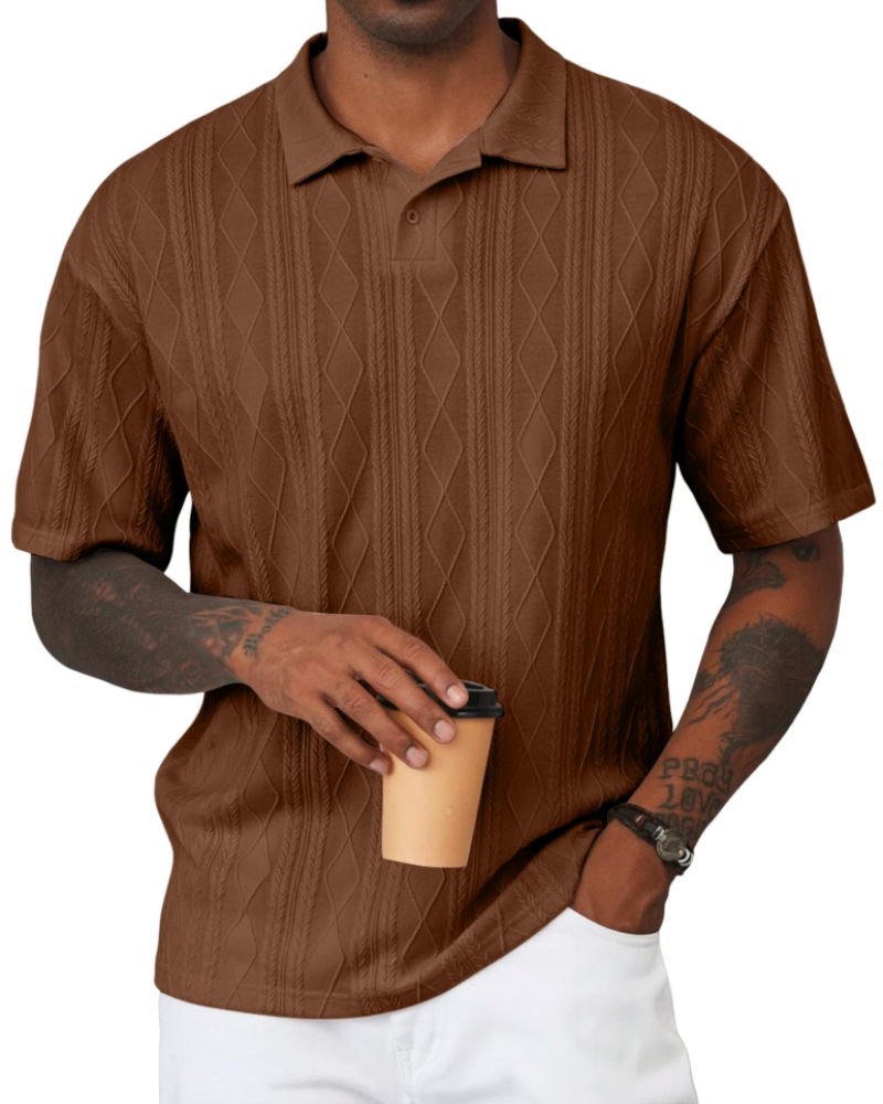Henry Men's Knit Polo Shirt – Old Money Short Sleeve Polo for Golf and Vacation Wear