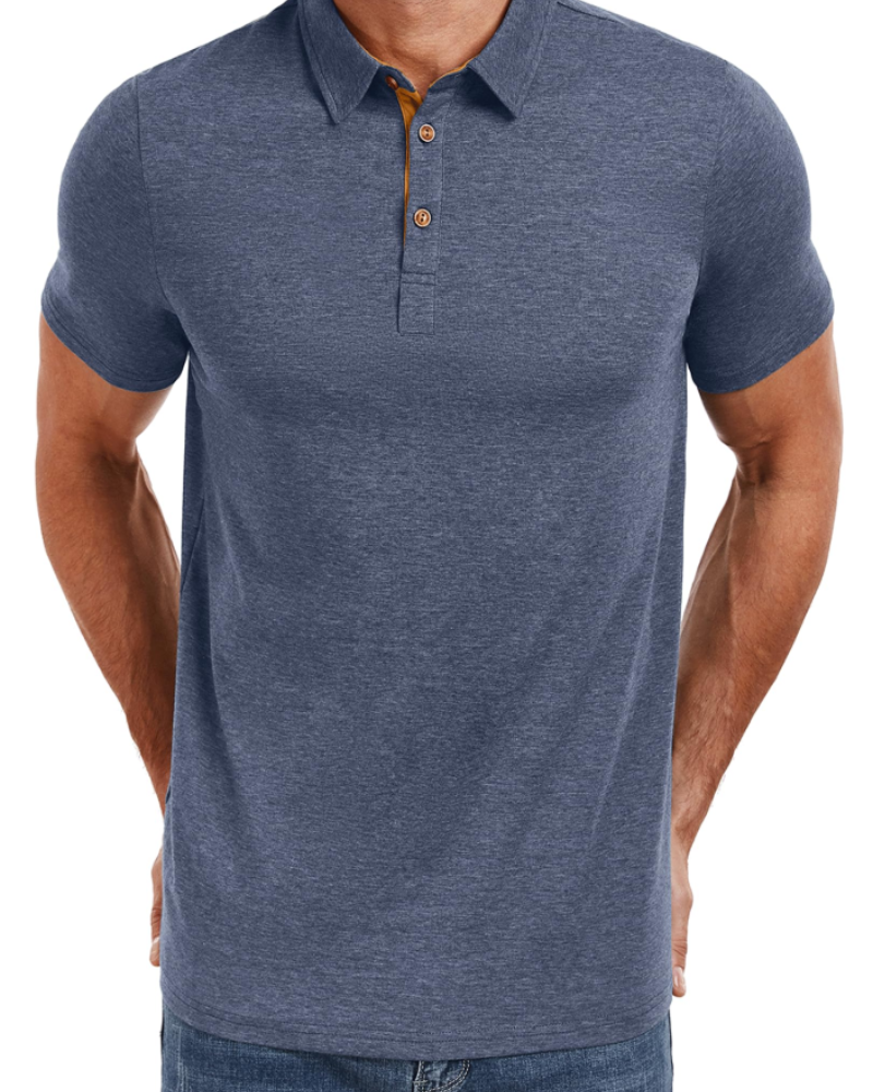 Ethan Men's Cotton Polo Shirt – Stretch Short Sleeve Polo for Work and Golf