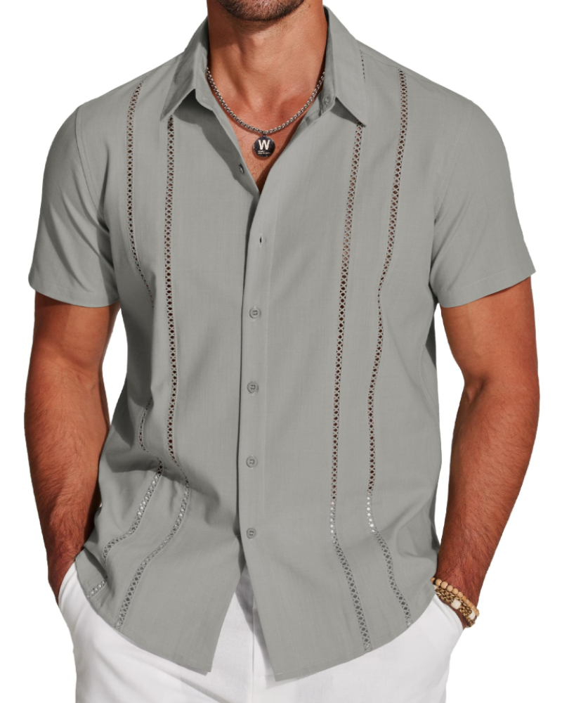 Marco Men's Cuban Guayabera Shirt – Embroidered Button Down Resort Shirt