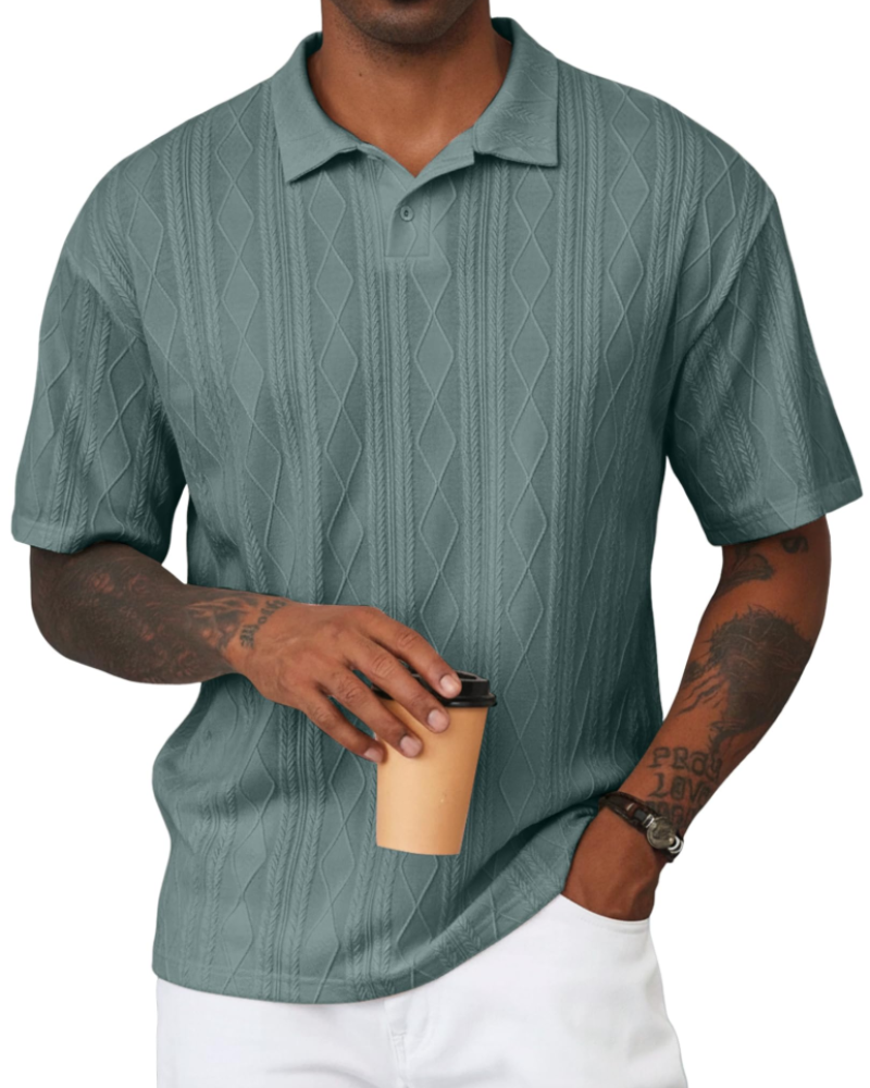 Henry Men's Knit Polo Shirt – Old Money Short Sleeve Polo for Golf and Vacation Wear