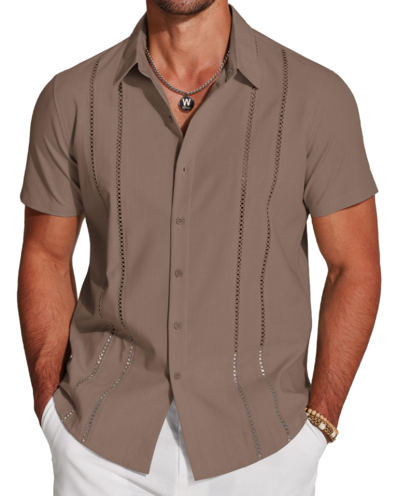 Marco Men's Cuban Guayabera Shirt – Embroidered Button Down Resort Shirt