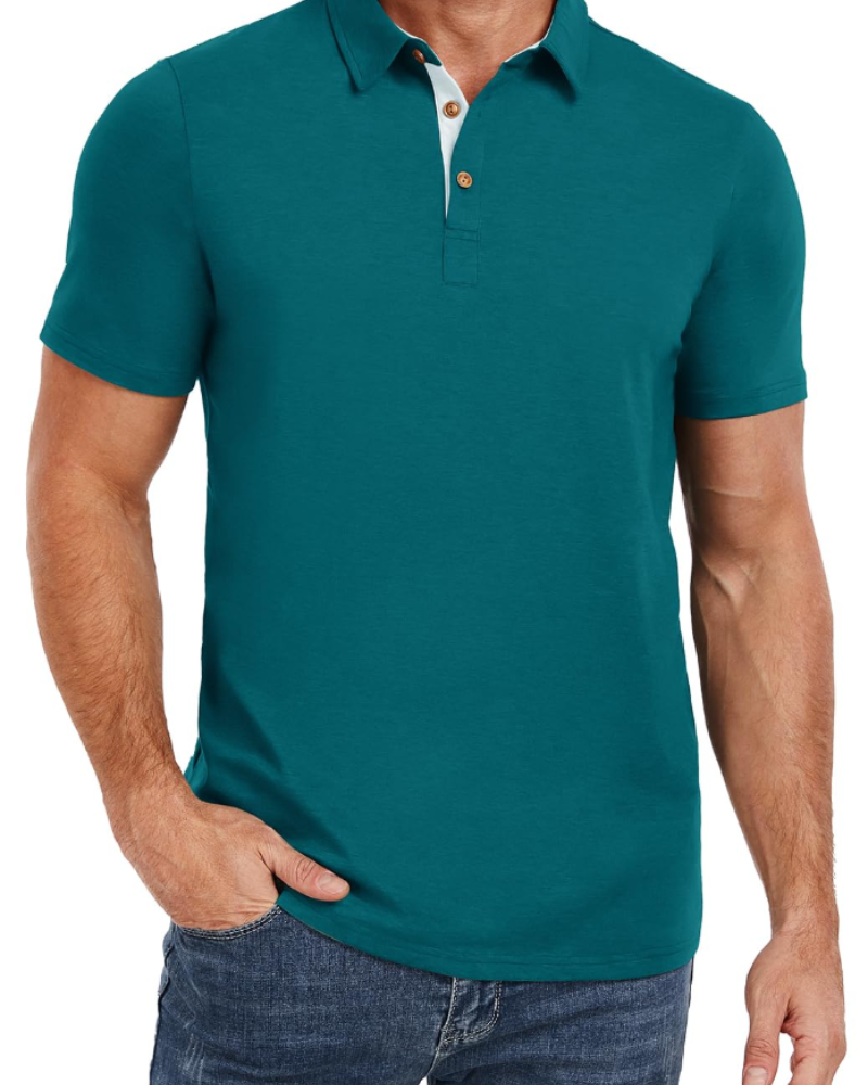 Ethan Men's Cotton Polo Shirt – Stretch Short Sleeve Polo for Work and Golf