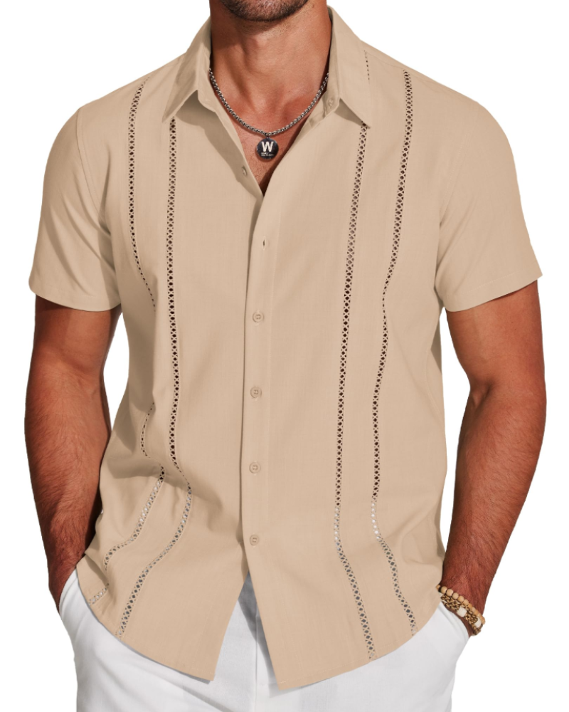 Marco Men's Cuban Guayabera Shirt – Embroidered Button Down Resort Shirt