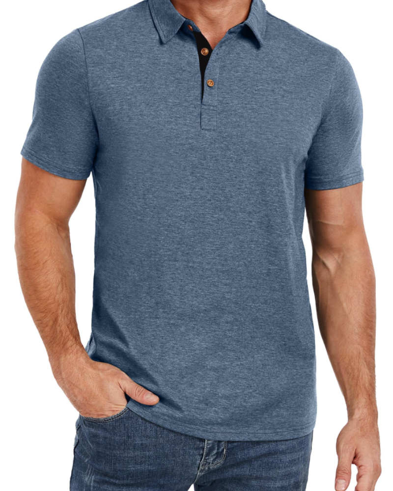 Ethan Men's Cotton Polo Shirt – Stretch Short Sleeve Polo for Work and Golf