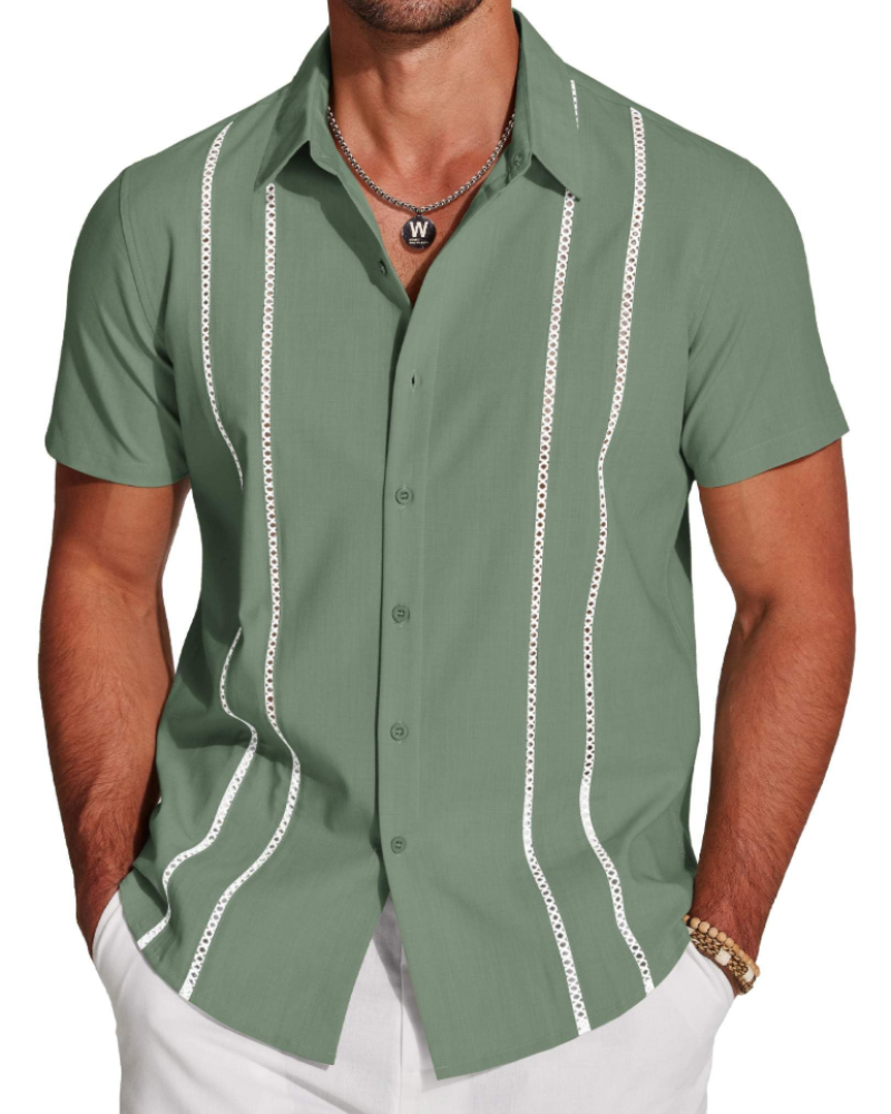 Marco Men's Cuban Guayabera Shirt – Embroidered Button Down Resort Shirt