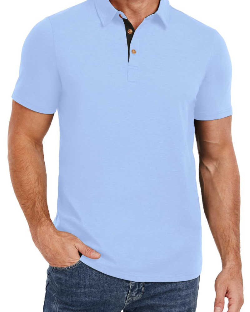 Ethan Men's Cotton Polo Shirt – Stretch Short Sleeve Polo for Work and Golf