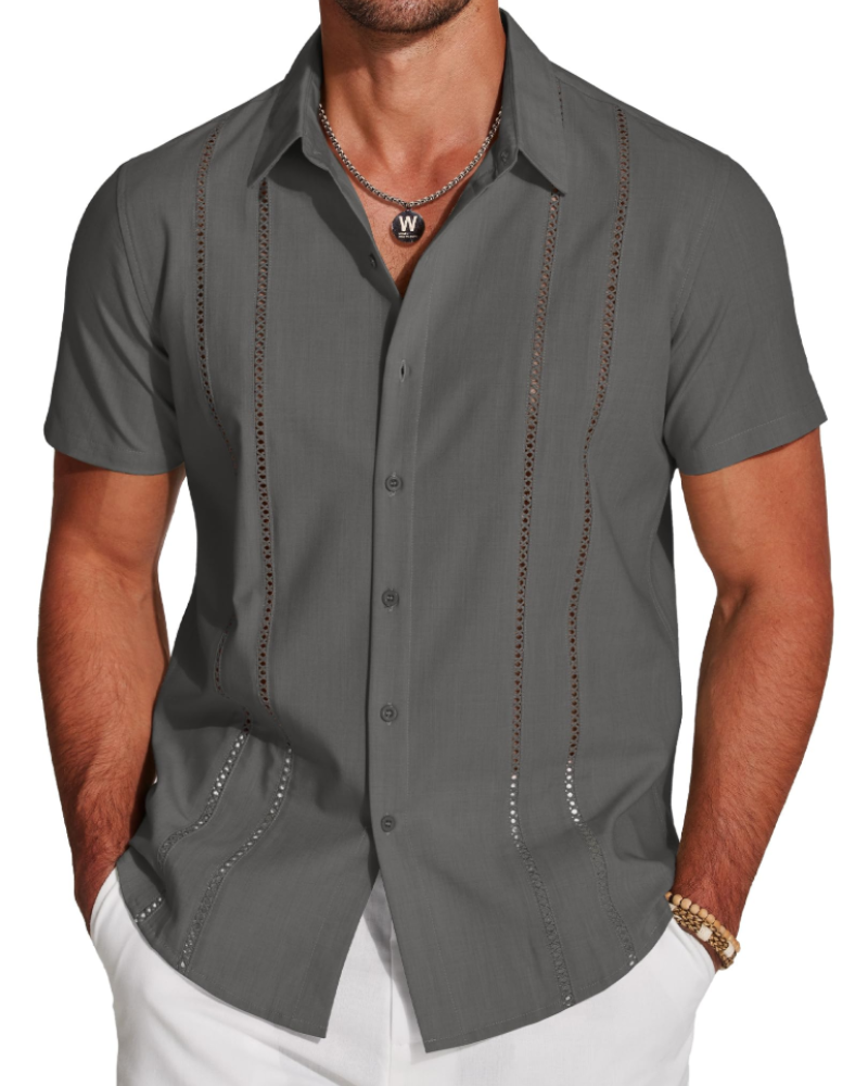 Marco Men's Cuban Guayabera Shirt – Embroidered Button Down Resort Shirt