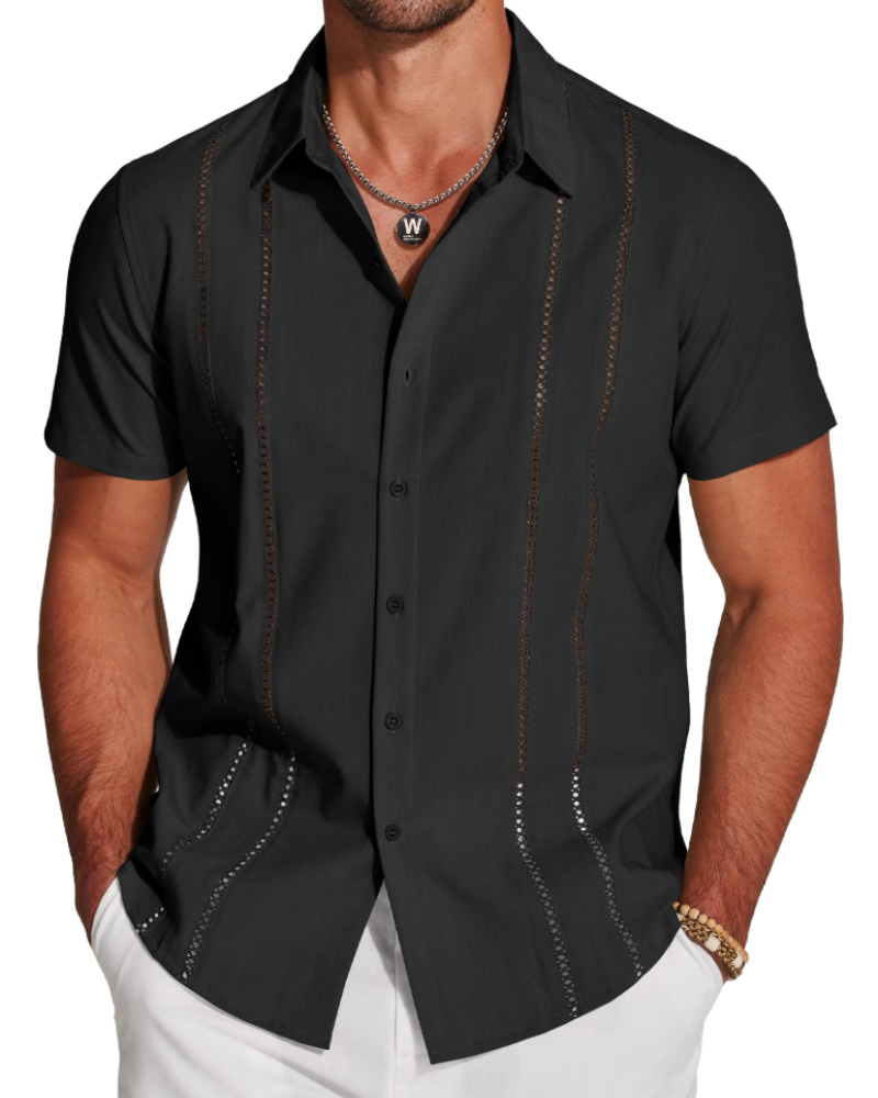 Marco Men's Cuban Guayabera Shirt – Embroidered Button Down Resort Shirt