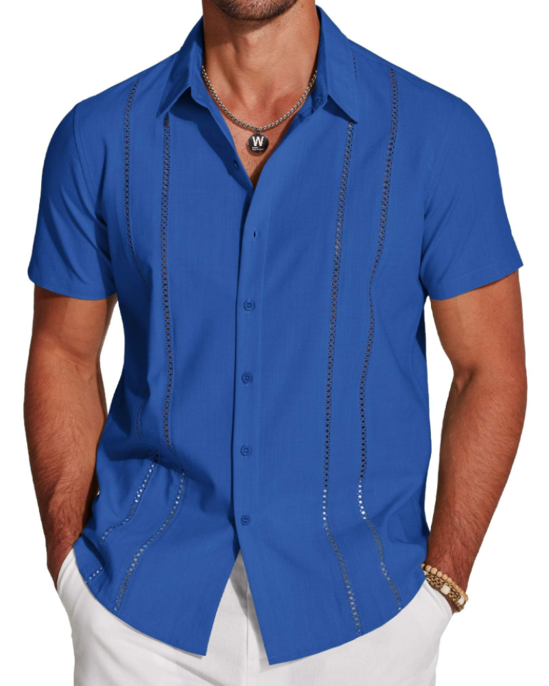 Marco Men's Cuban Guayabera Shirt – Embroidered Button Down Resort Shirt