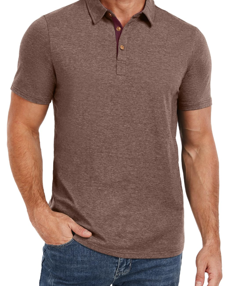 Ethan Men's Cotton Polo Shirt – Stretch Short Sleeve Polo for Work and Golf