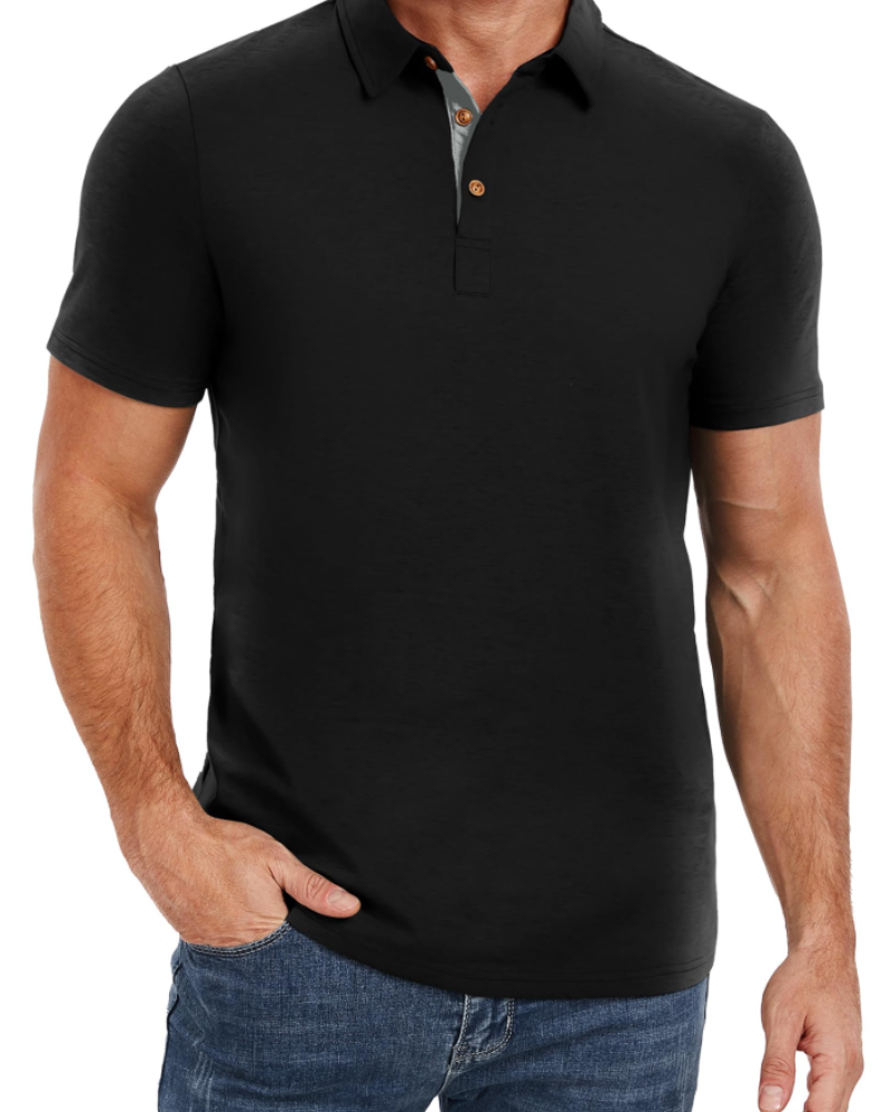 Ethan Men's Cotton Polo Shirt – Stretch Short Sleeve Polo for Work and Golf