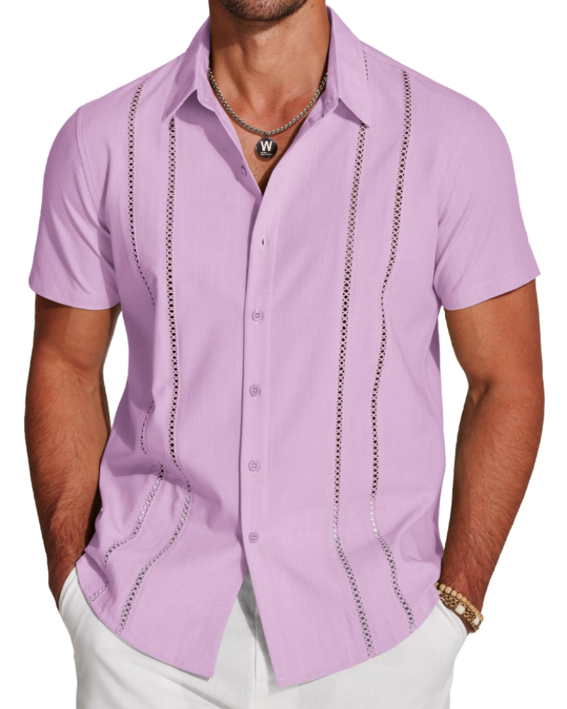 Marco Men's Cuban Guayabera Shirt – Embroidered Button Down Resort Shirt