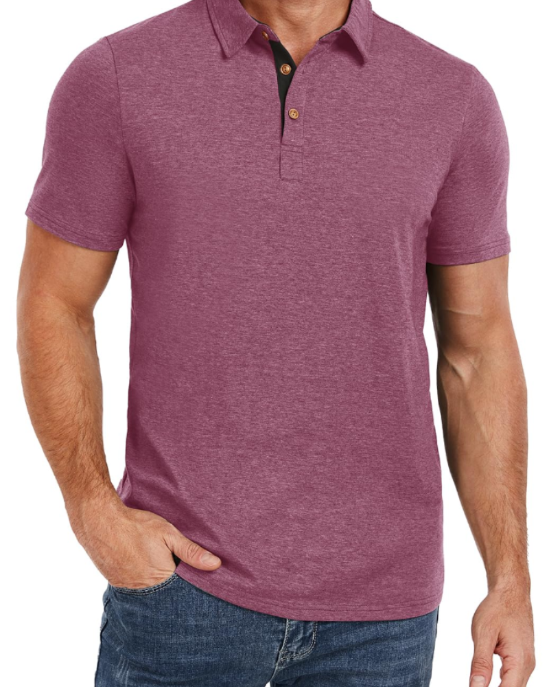 Ethan Men's Cotton Polo Shirt – Stretch Short Sleeve Polo for Work and Golf