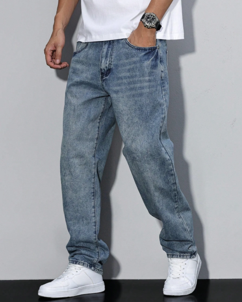 Caleb Men's Baggy Jeans – Loose Fit Denim Pants with Pockets for Streetwear Style