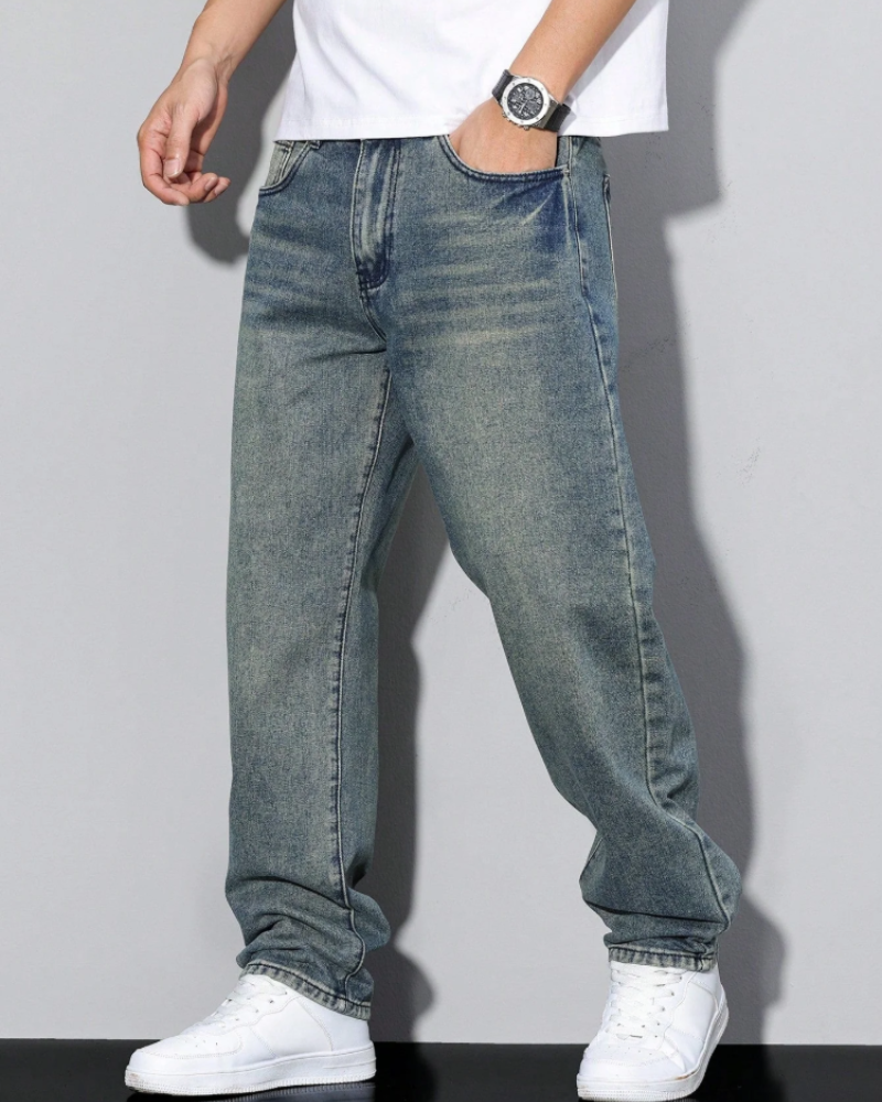 Caleb Men's Baggy Jeans – Loose Fit Denim Pants with Pockets for Streetwear Style