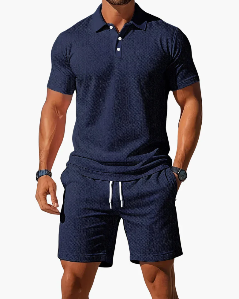 Liam Men's 2 Piece Polo Set – Short Sleeve Shirt & Shorts Summer Casual Outfit