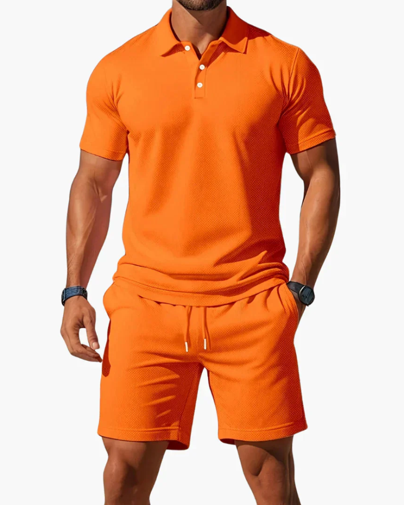 Liam Men's 2 Piece Polo Set – Short Sleeve Shirt & Shorts Summer Casual Outfit