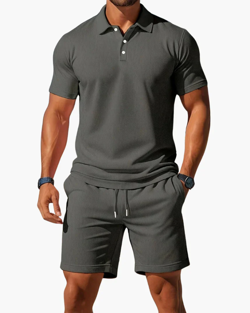 Liam Men's 2 Piece Polo Set – Short Sleeve Shirt & Shorts Summer Casual Outfit