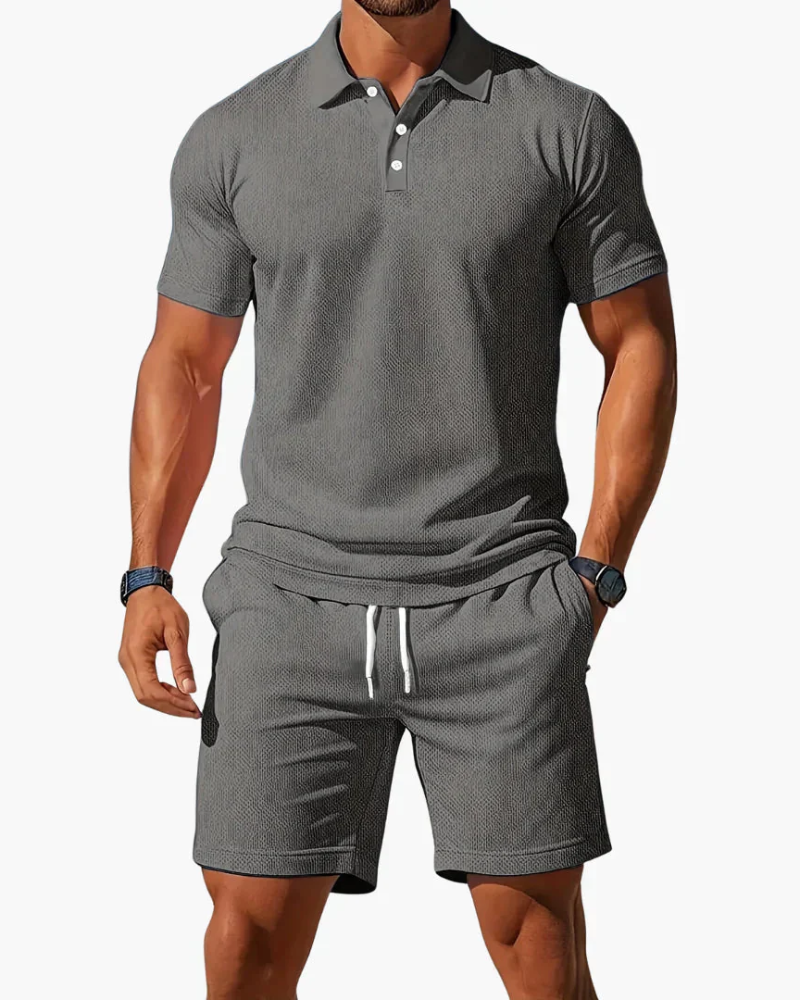 Liam Men's 2 Piece Polo Set – Short Sleeve Shirt & Shorts Summer Casual Outfit