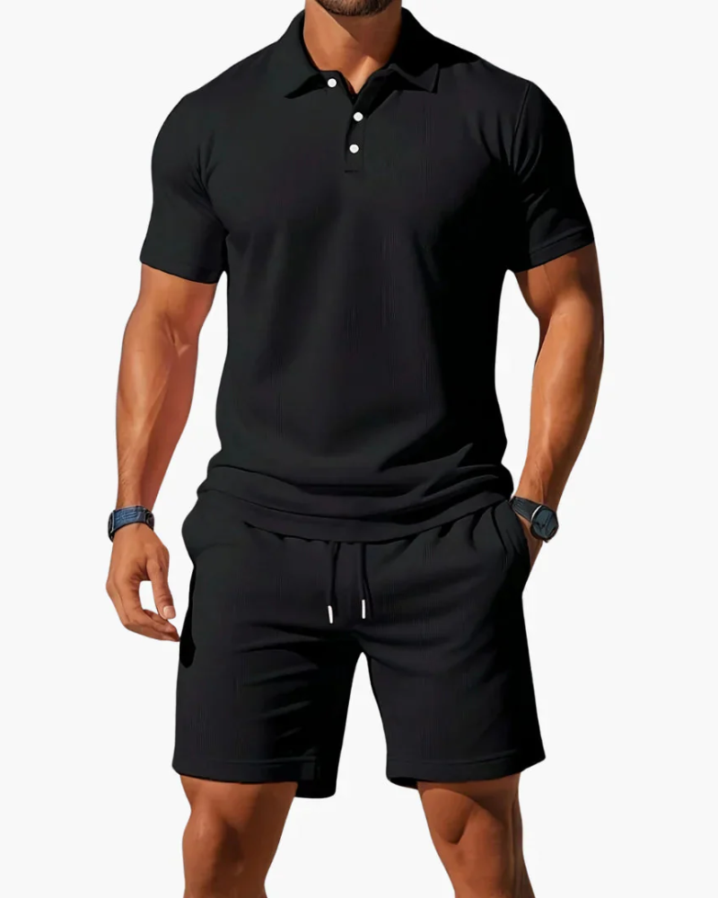 Liam Men's 2 Piece Polo Set – Short Sleeve Shirt & Shorts Summer Casual Outfit