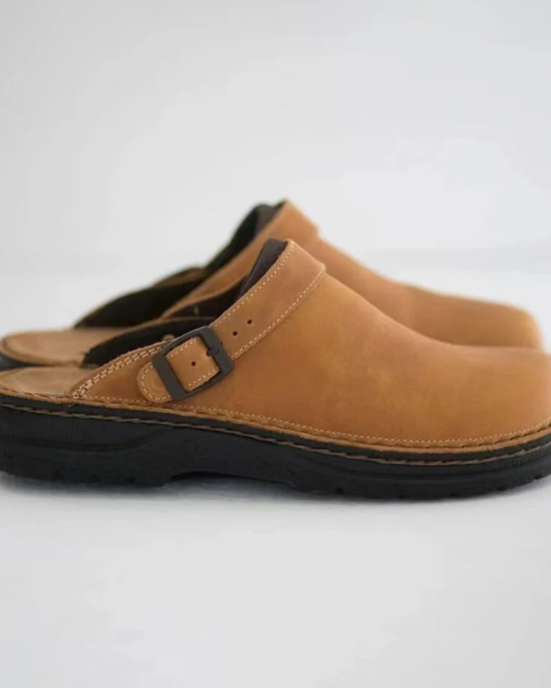 Ethan Men's Leather Slides – Comfortable Slip-On Sandals with Non-Slip Sole