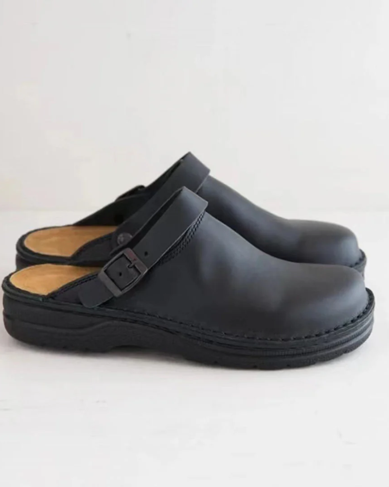 Ethan Men's Leather Slides – Comfortable Slip-On Sandals with Non-Slip Sole