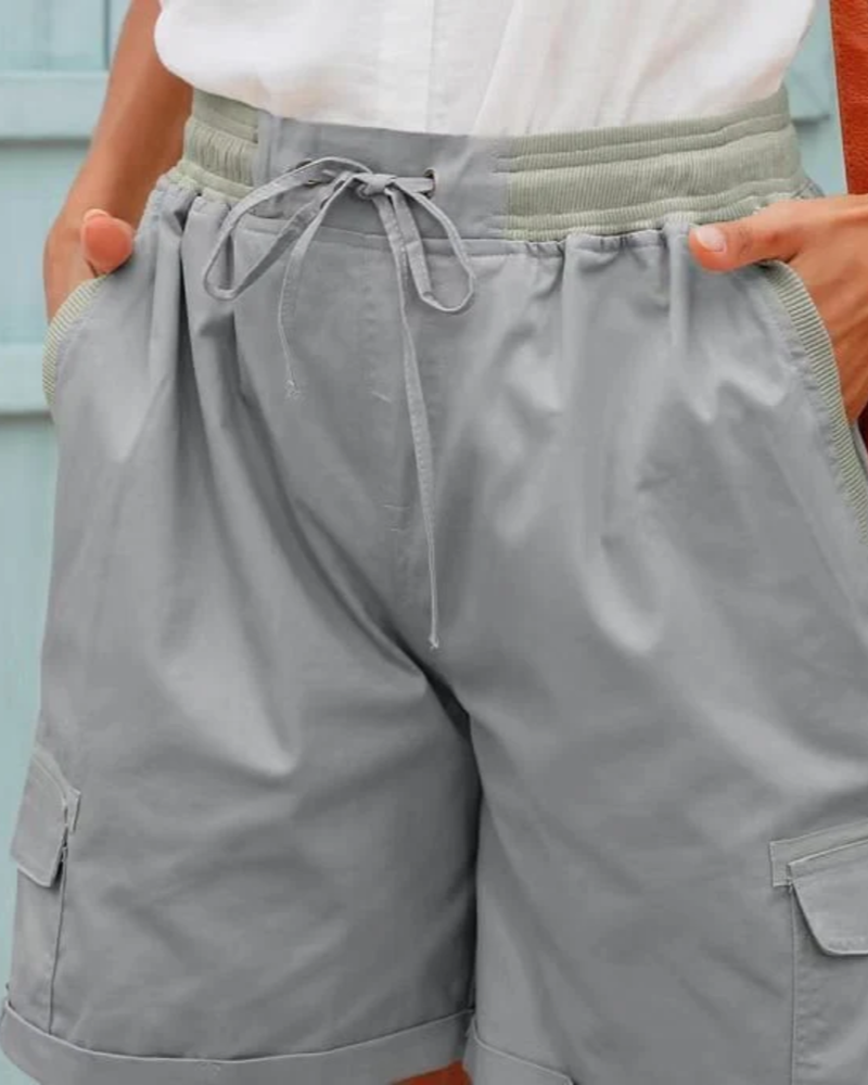 Brooke Women's Cargo Shorts – Lightweight Utility Shorts with Elastic Waist & Pockets