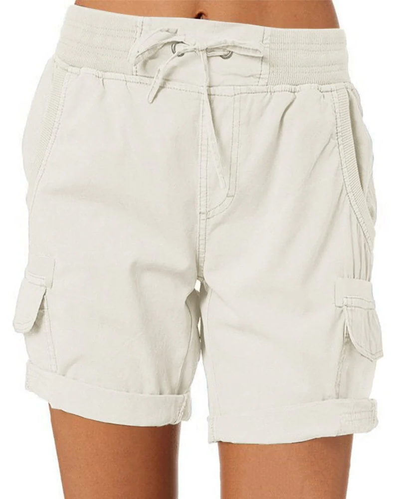 Brooke Women's Cargo Shorts – Lightweight Utility Shorts with Elastic Waist & Pockets