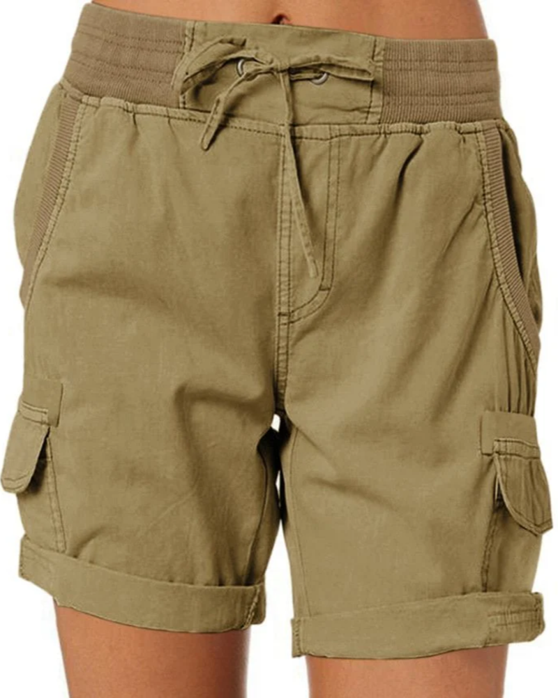 Brooke Women's Cargo Shorts – Lightweight Utility Shorts with Elastic Waist & Pockets