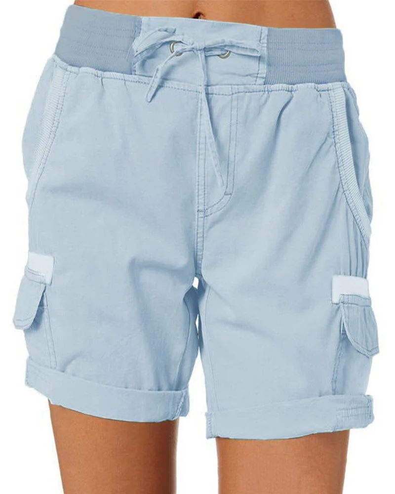 Brooke Women's Cargo Shorts – Lightweight Utility Shorts with Elastic Waist & Pockets