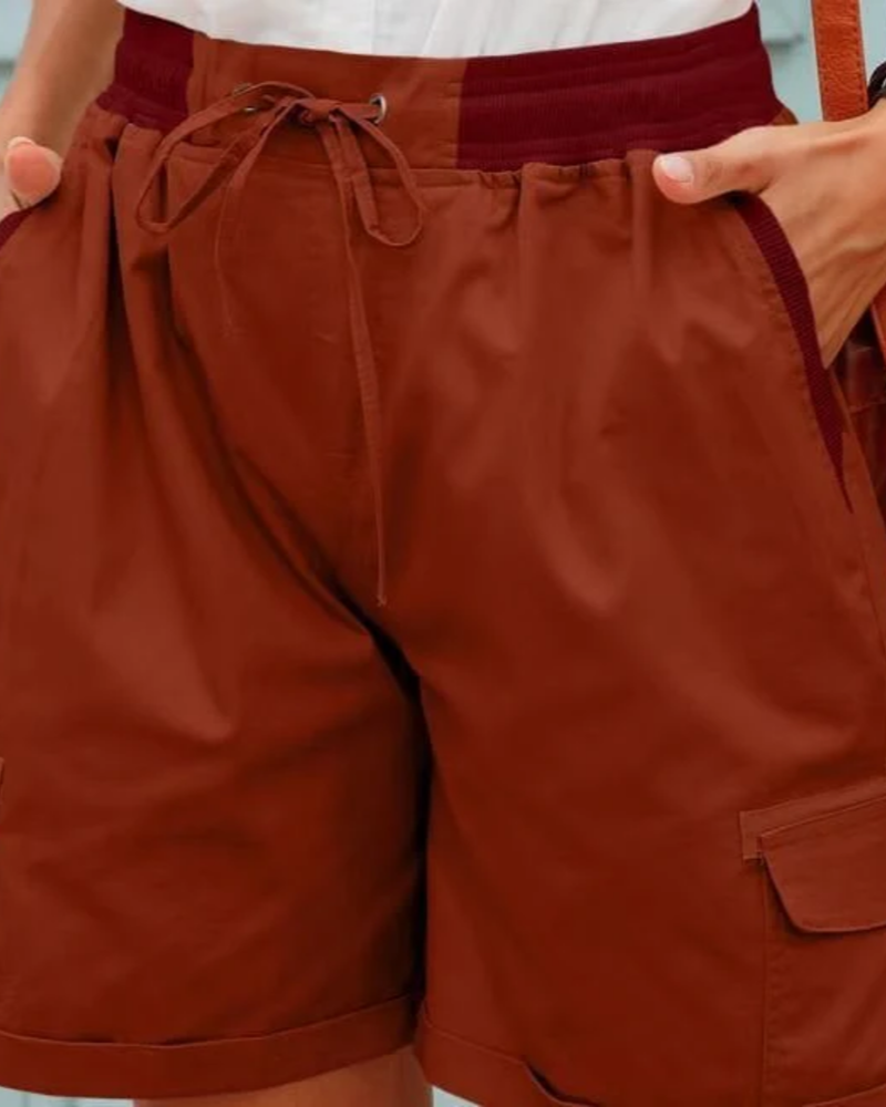 Brooke Women's Cargo Shorts – Lightweight Utility Shorts with Elastic Waist & Pockets