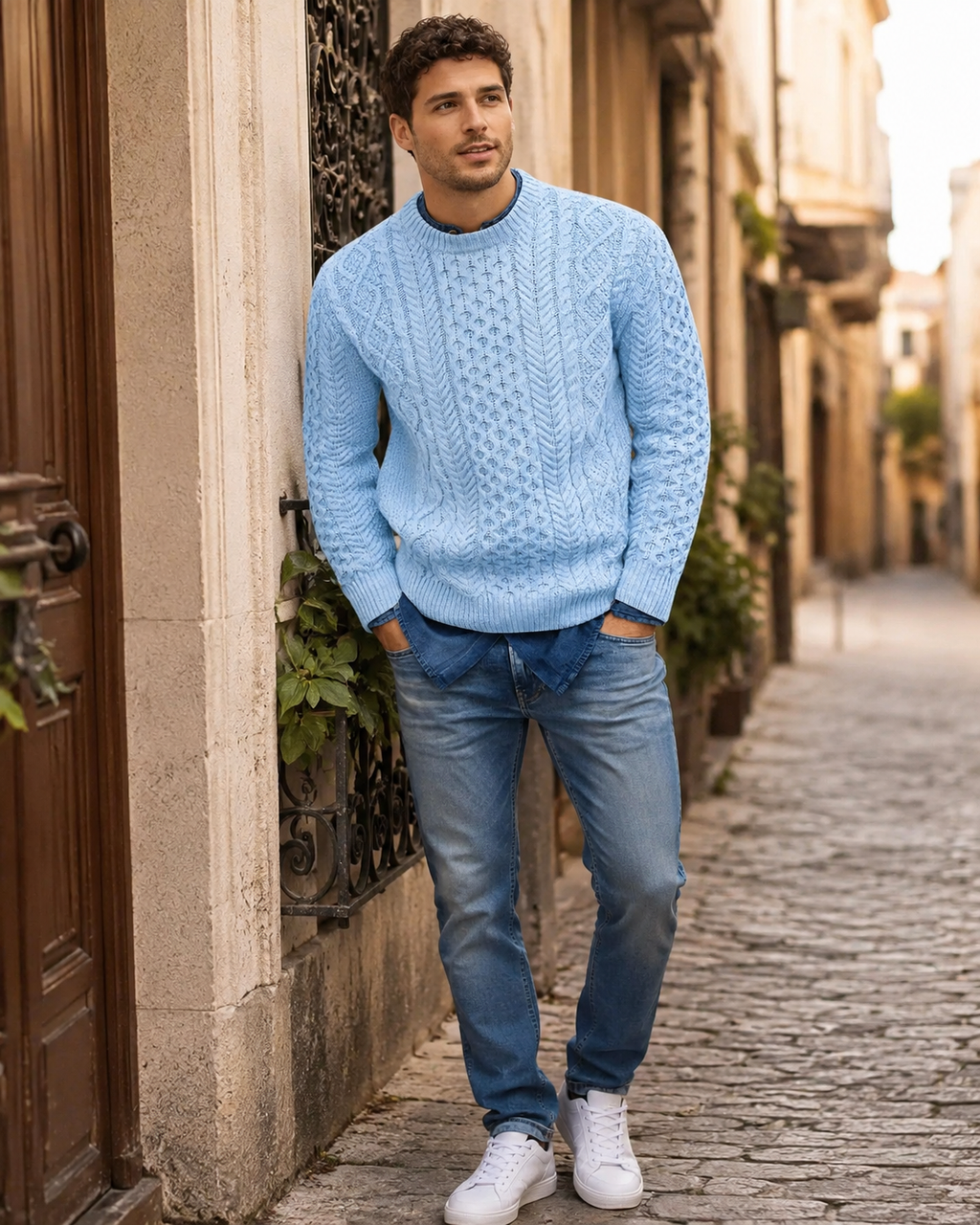 Othar Men's Cable Knit Sweater – Classic Warm Pullover for Fall and Winter