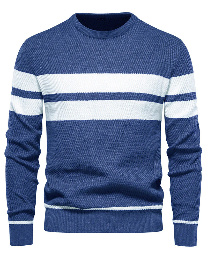 Ethan Men's Striped Sweater – Regular Fit Casual Knit Pullover for Everyday Style