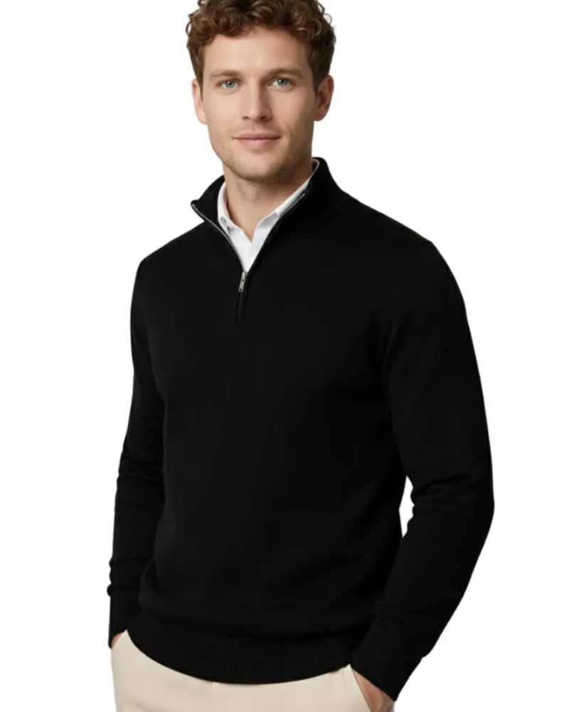 Ethan Men's Half Zip Turtleneck Sweater – Casual Pullover with High Neck Design