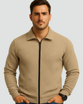 Daniel Men's Ribbed Zip Cardigan – Regular Fit Textured Sweater Vest for Casual Style