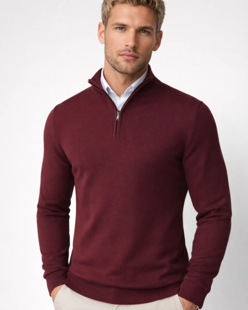 Ethan Men's Half Zip Turtleneck Sweater – Casual Pullover with High Neck Design