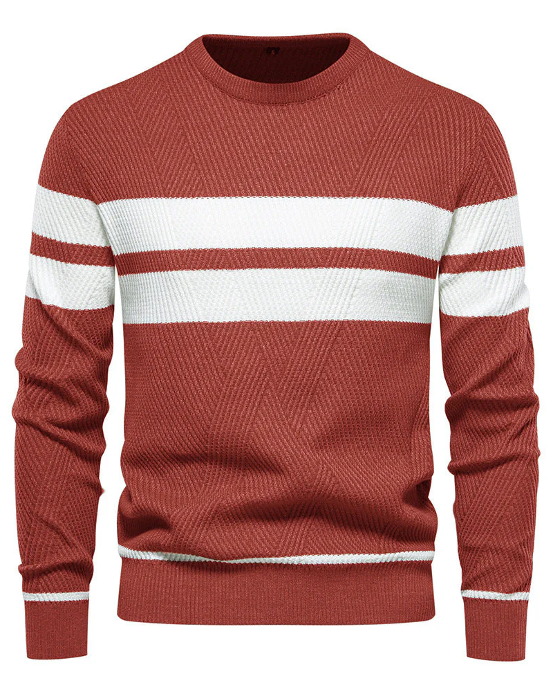 Ethan Men's Striped Sweater – Regular Fit Casual Knit Pullover for Everyday Style