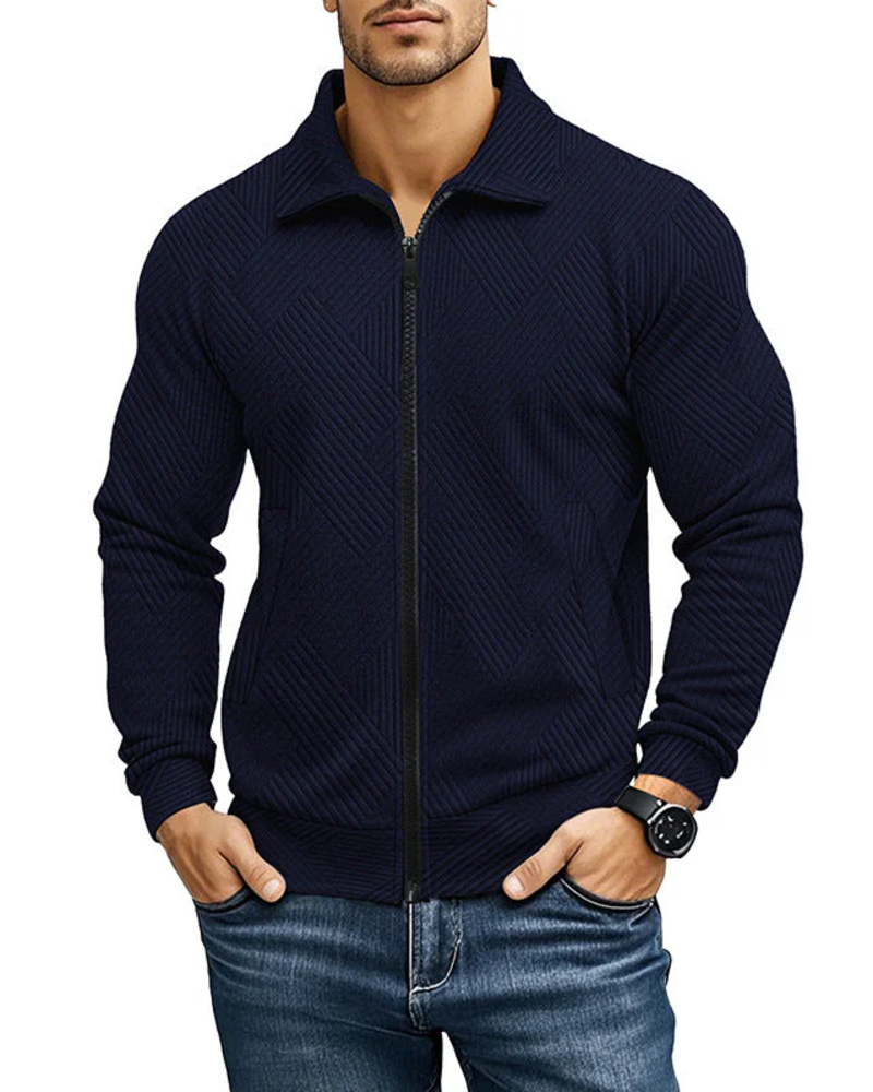 Daniel Men's Ribbed Zip Cardigan – Regular Fit Textured Sweater Vest for Casual Style