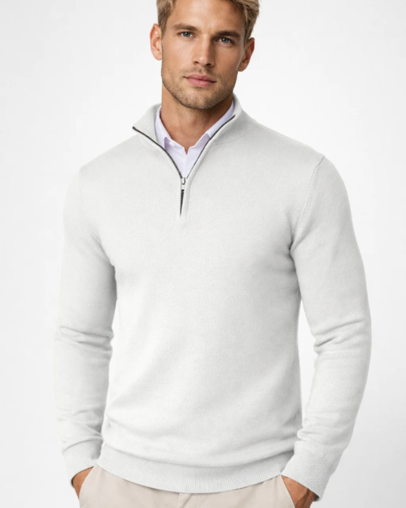 Ethan Men's Half Zip Turtleneck Sweater – Casual Pullover with High Neck Design