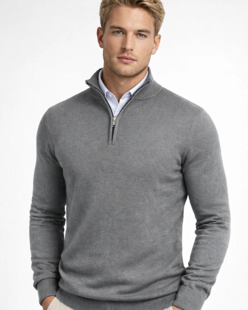 Ethan Men's Half Zip Turtleneck Sweater – Casual Pullover with High Neck Design