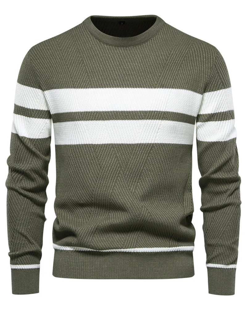 Ethan Men's Striped Sweater – Regular Fit Casual Knit Pullover for Everyday Style