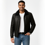 Michael Men's Fur Collar Jacket – Zip-Up Slim Fit Elegant Everyday Coat