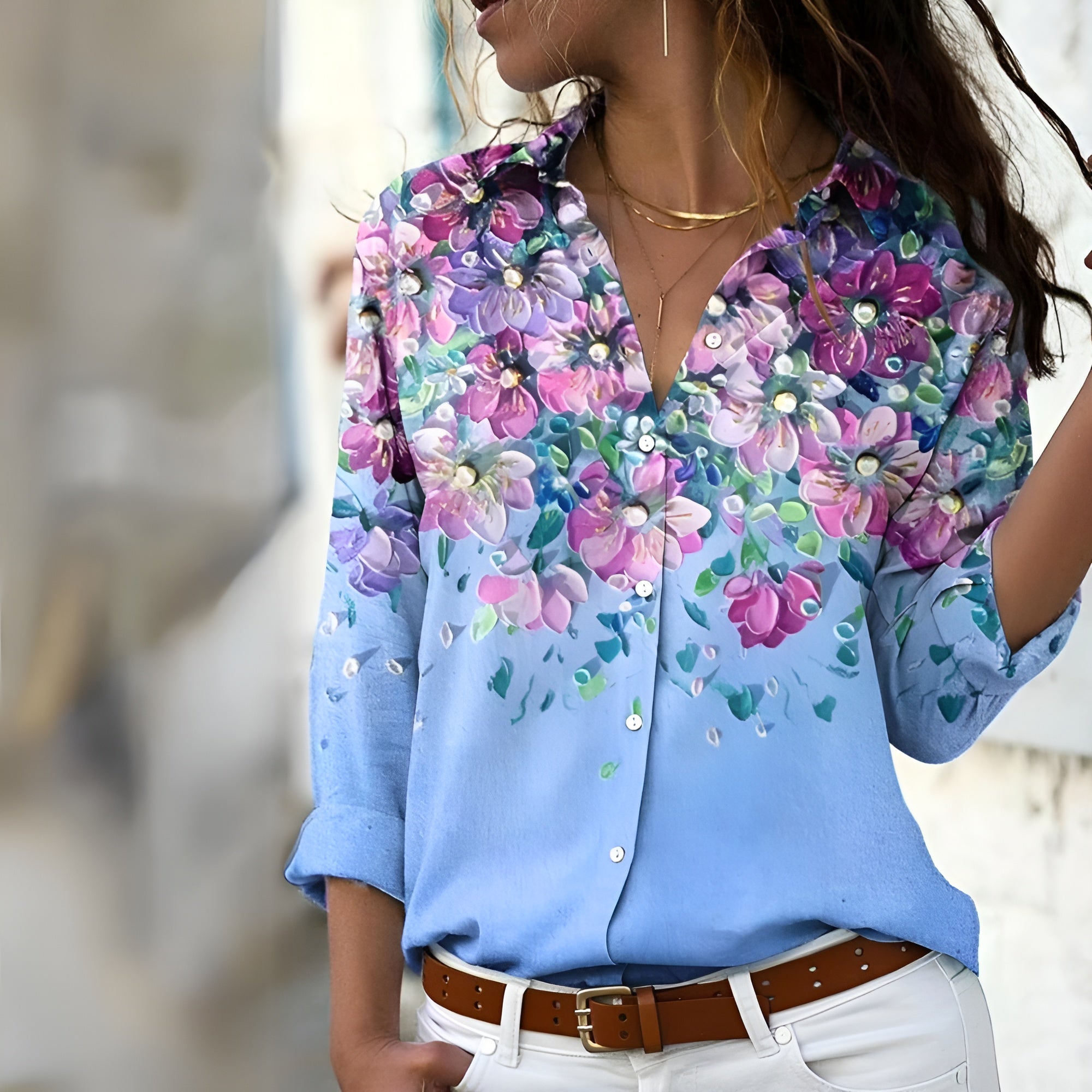 Norina Women’s Printed Blouse – Breathable Relaxed Fit Top with Elegant Design