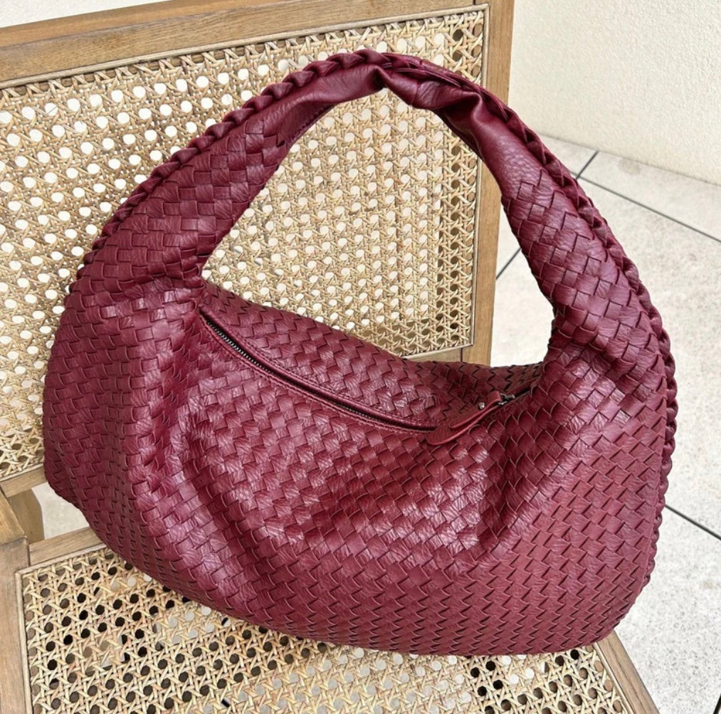 Noa Women's Braided Vegan Leather Handbag – Spacious Zip Tote Bag