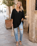 Ninon Women's Oversized T-Shirt – V-Neck Lightweight Casual Top