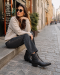 Nyomi Women's Western Leather Boots – Cowboy Style Boots with Rubber Sole