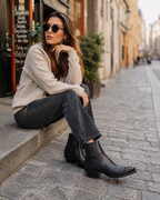Nyomi Women's Western Leather Boots – Cowboy Style Boots with Rubber Sole